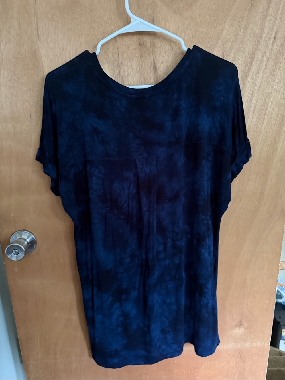 Tahari Navy Black Tie-Dye Short Sleeve Tunic